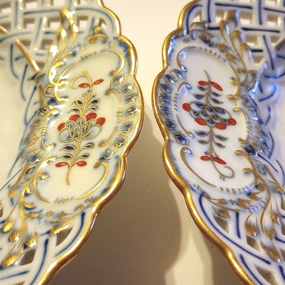 RARE 2 Meissen Antique - Plates Blue Onion "Buntes Zwiebelmuster " Porcelain - Picture 12 of 13